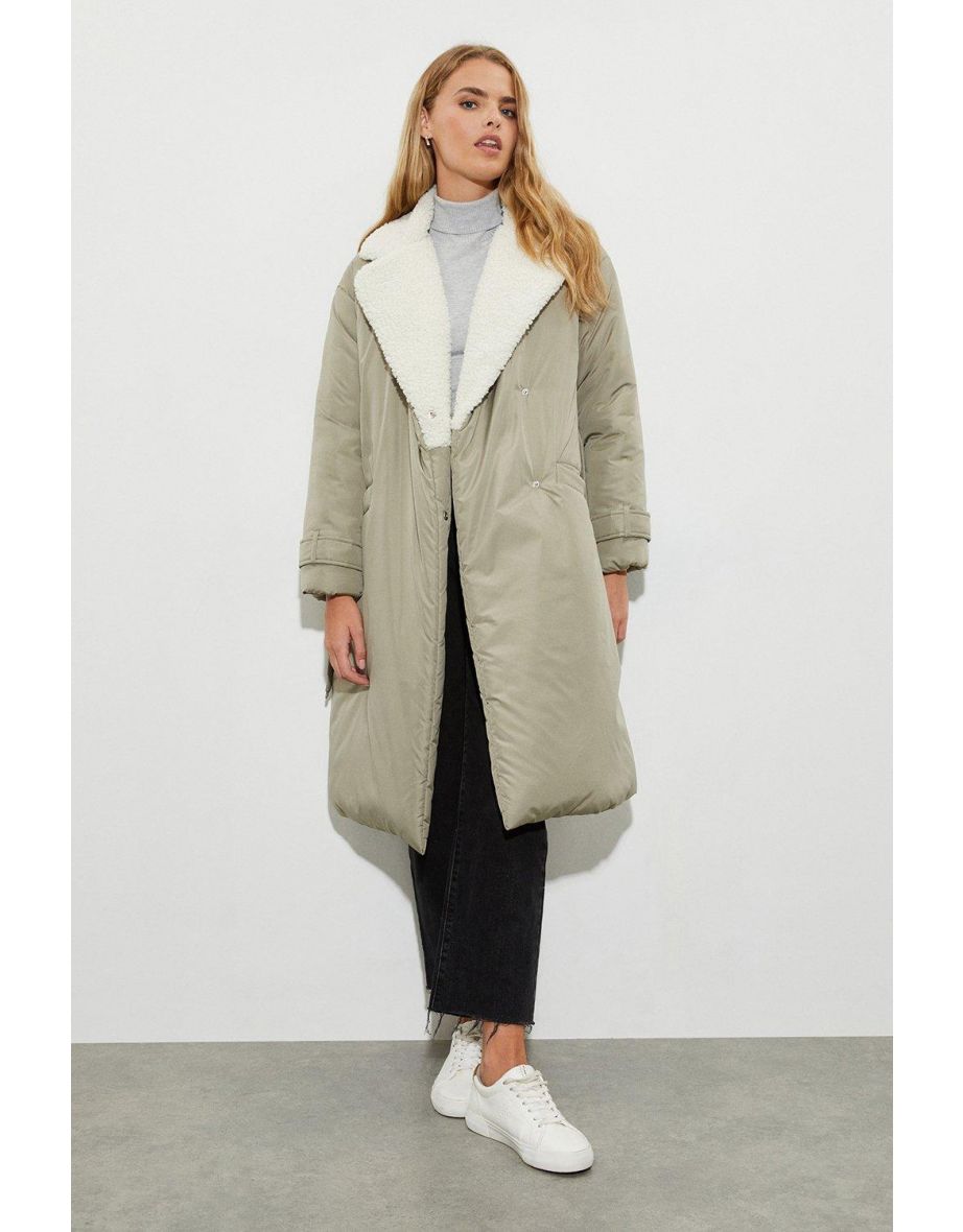 Borg Longline Padded Duvet Coat
