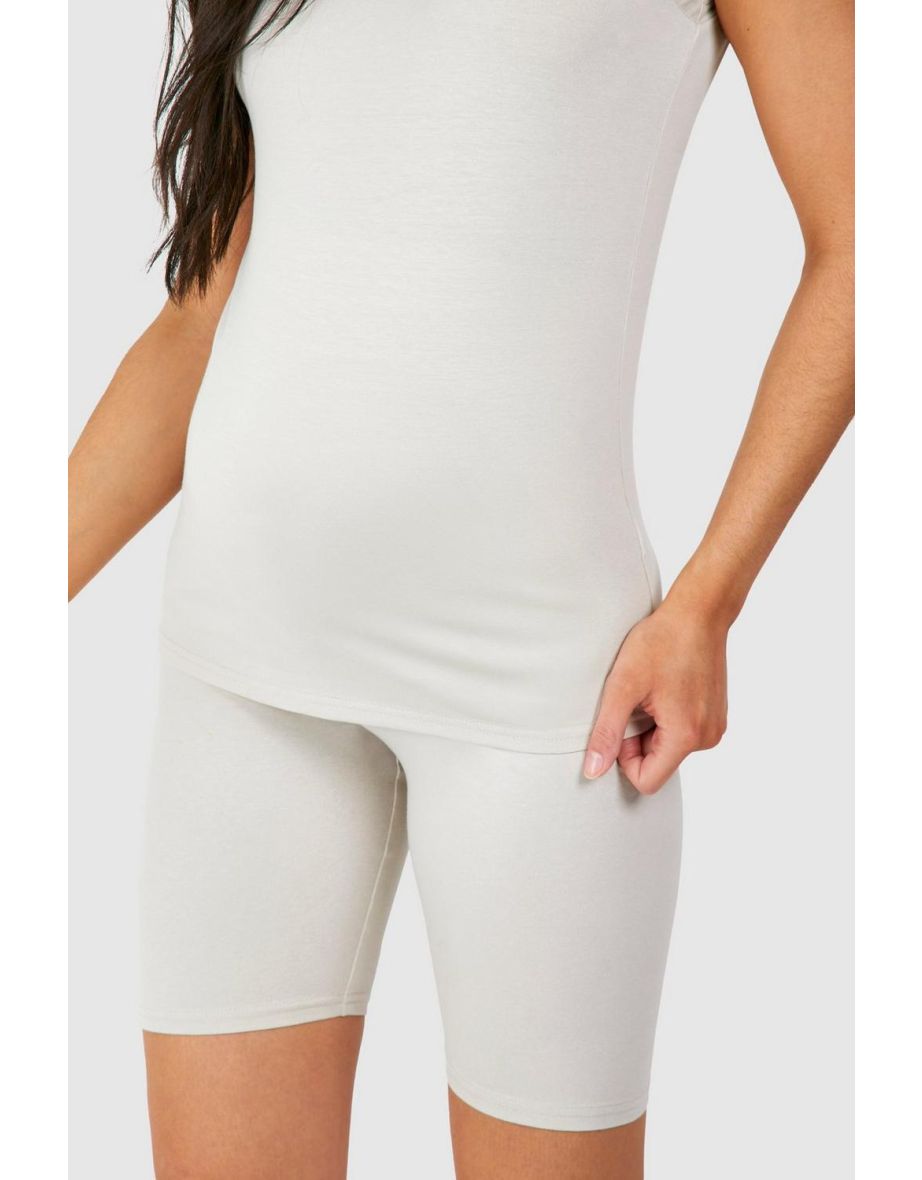 Maternity Soft Touch High Waisted Modal Cycling Shorts - taupe - 3