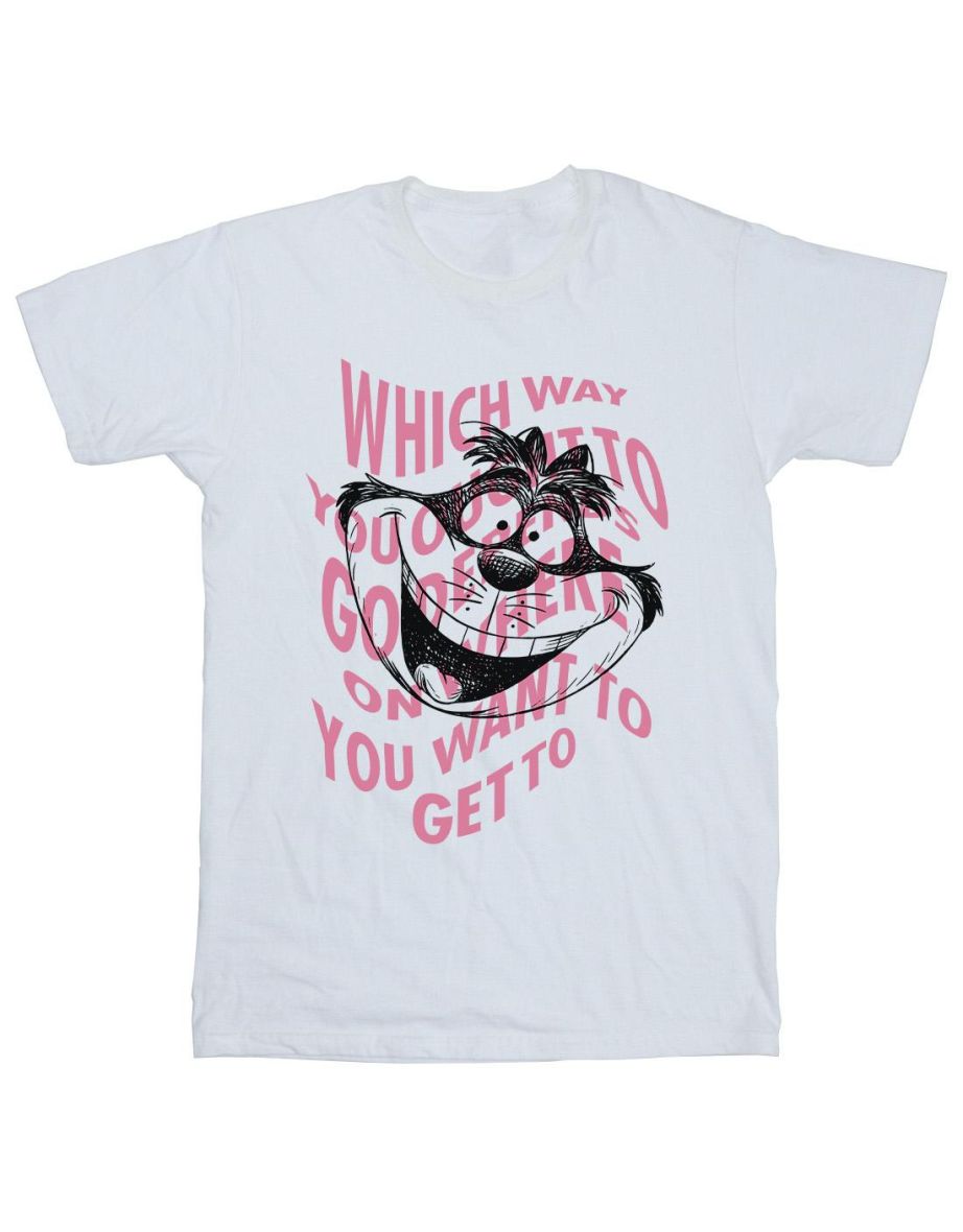 Disney Girls Alice In Wonderland Chesire Cat Cotton T-Shirt - White - 1