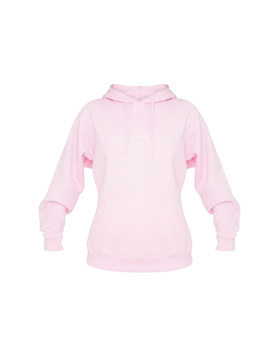 PRETTYLITTLETHING Light Pink Oversized Basic Sweat Hoodie - 4