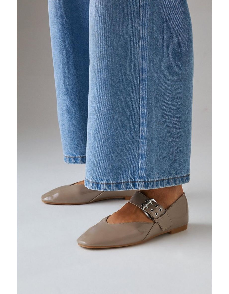 Faith: Alarise Faux Leather Chunky Buckle Ballet Pumps - 3
