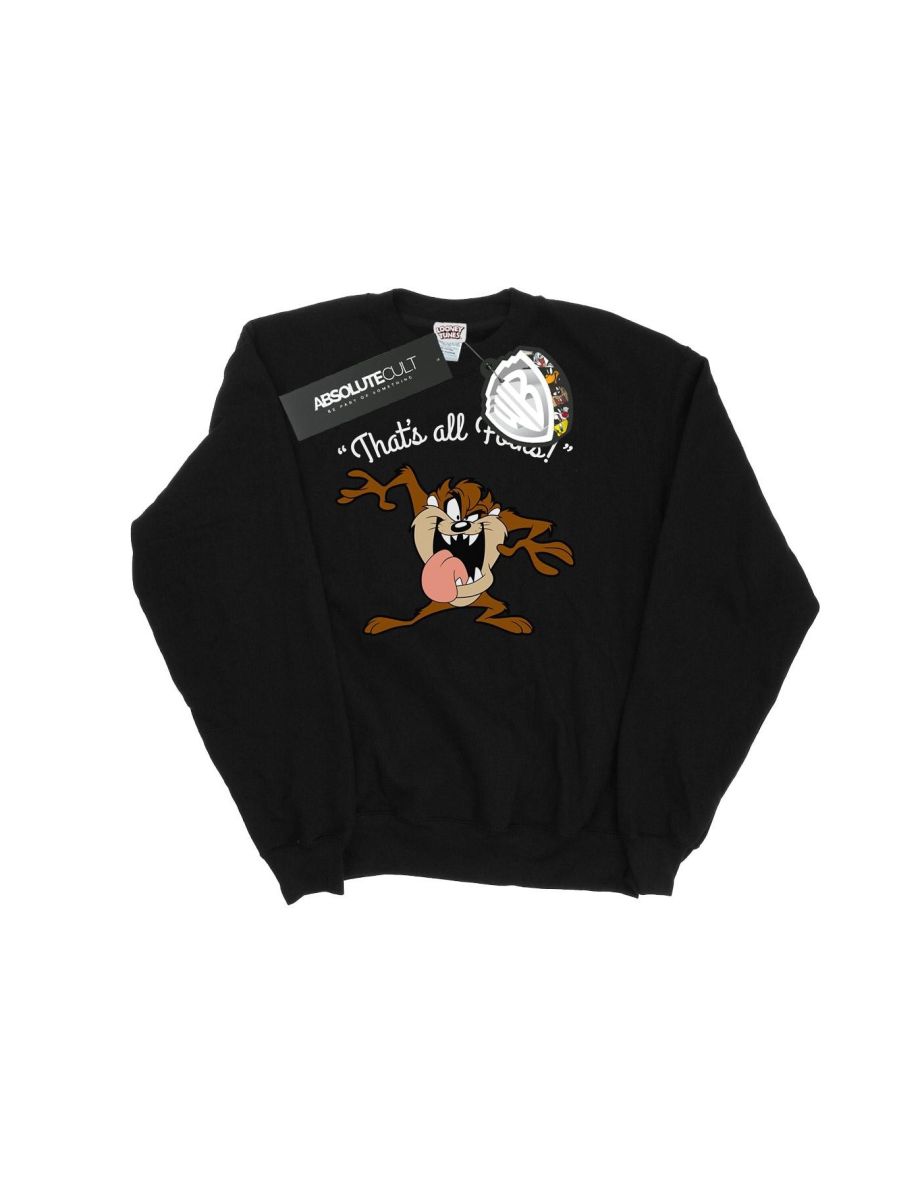 Looney Tunes Womens/Ladies That´s All Folks Taz Sweatshirt - Black