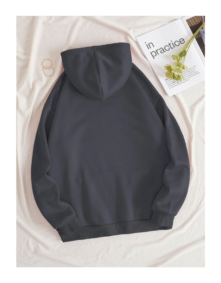 Women's 3 Yarn Smoke Plain Oversize Hooded Sweatshirt Hodie - 1