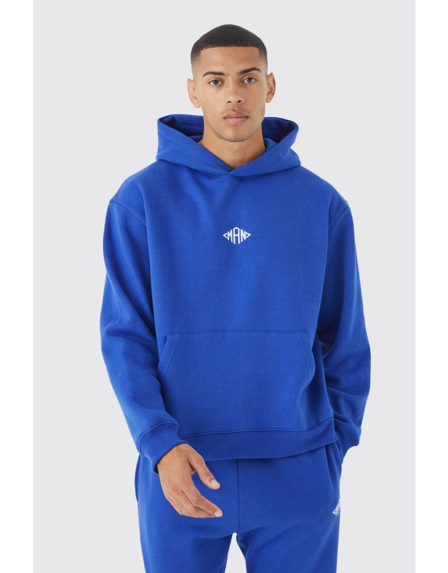 Man Oversized Boxy Hoodie - cobalt
