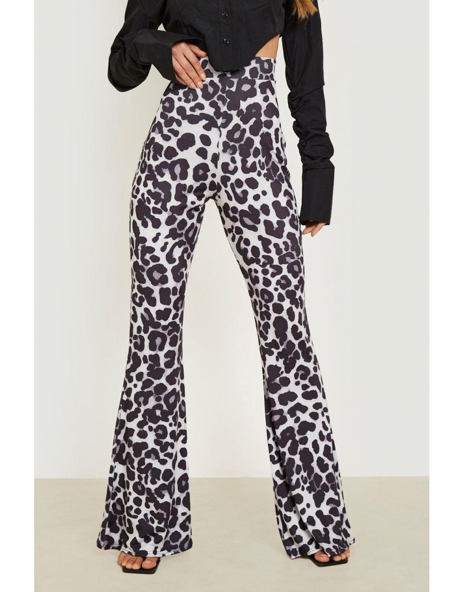 Sustainable Leopard Print Jersey Flares - black - 3