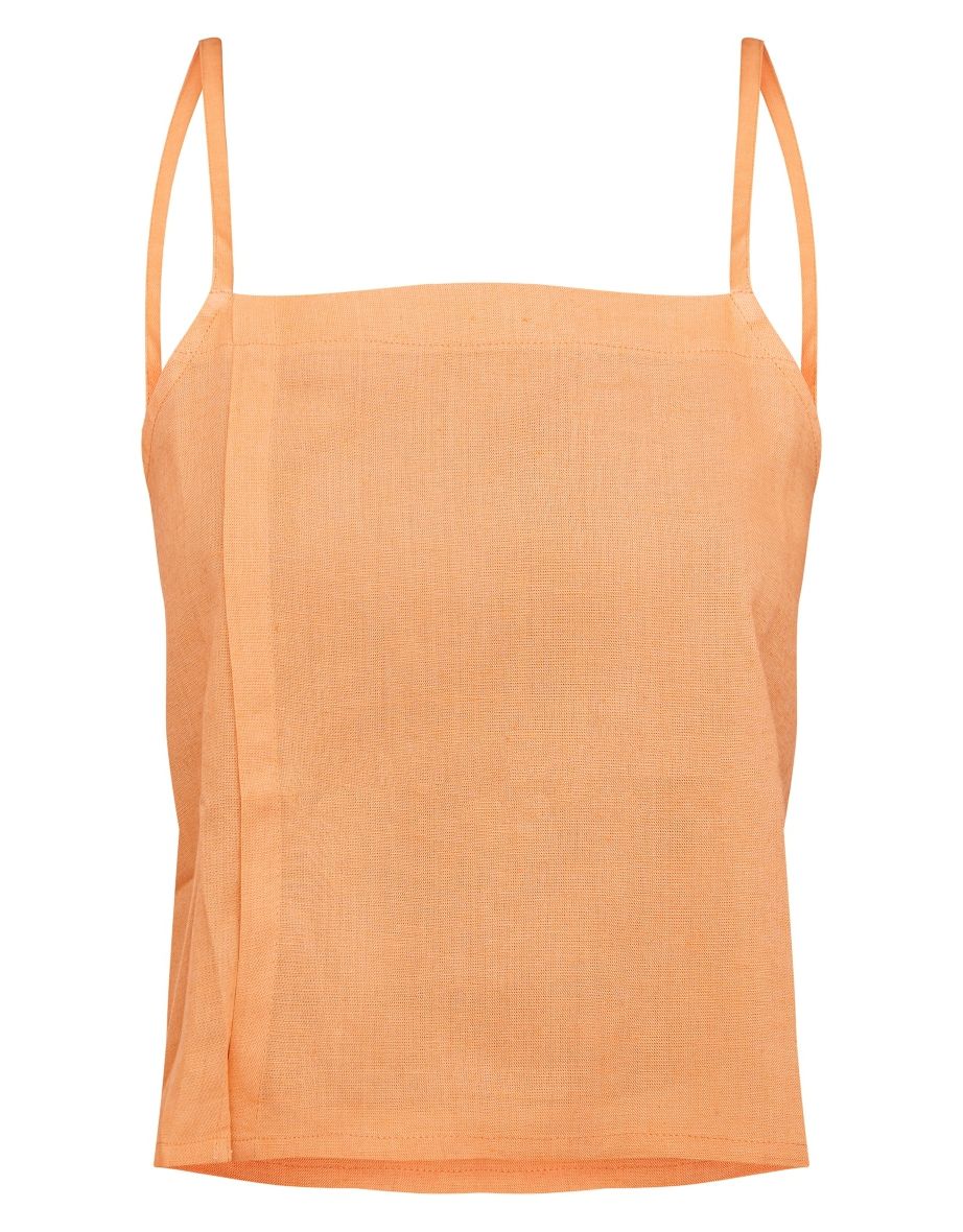 Orange Linen Look Slit Hem Cami Top - 4