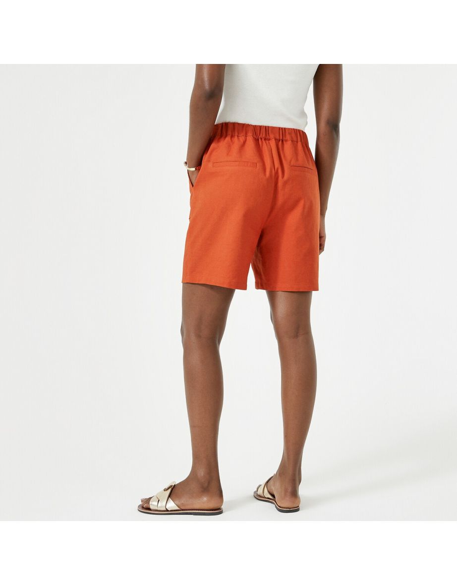 Anne Weyburn Red Linen Shorts - 3