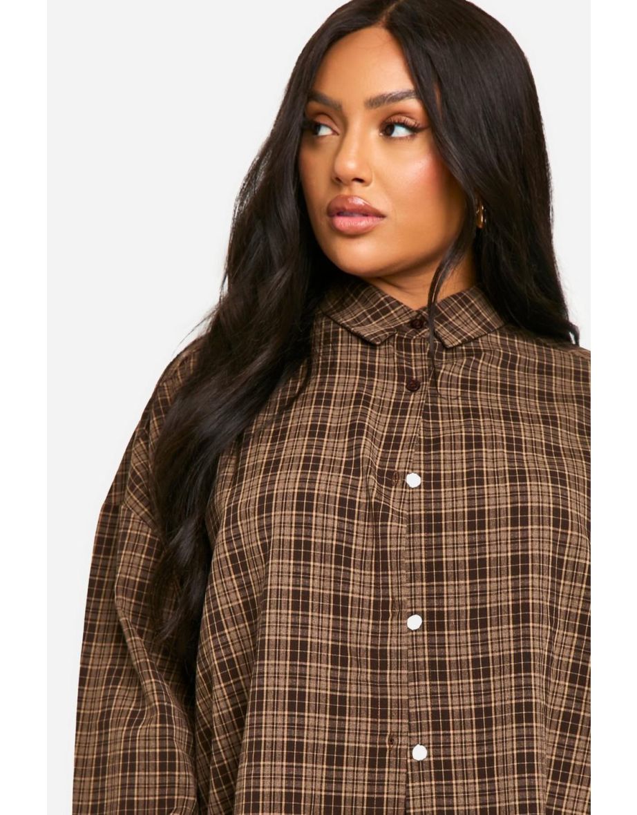 Plus Oversized Mixed Check Shirt - 3