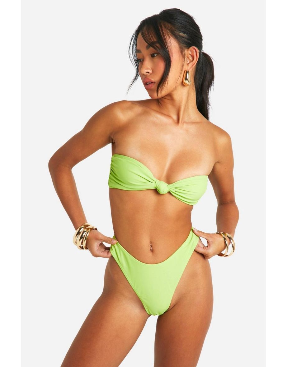 Knotted Bandeau Bikini Set - green