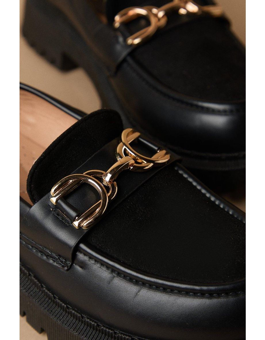 Bess Mixed Material Snaffle Detail Chunky Loafer - 3