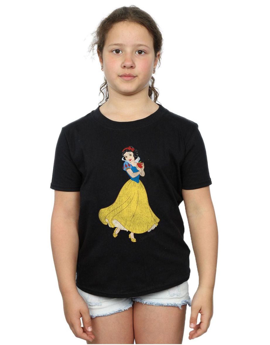 Snow White And The Seven Dwarfs Girls Cotton T-Shirt - Black