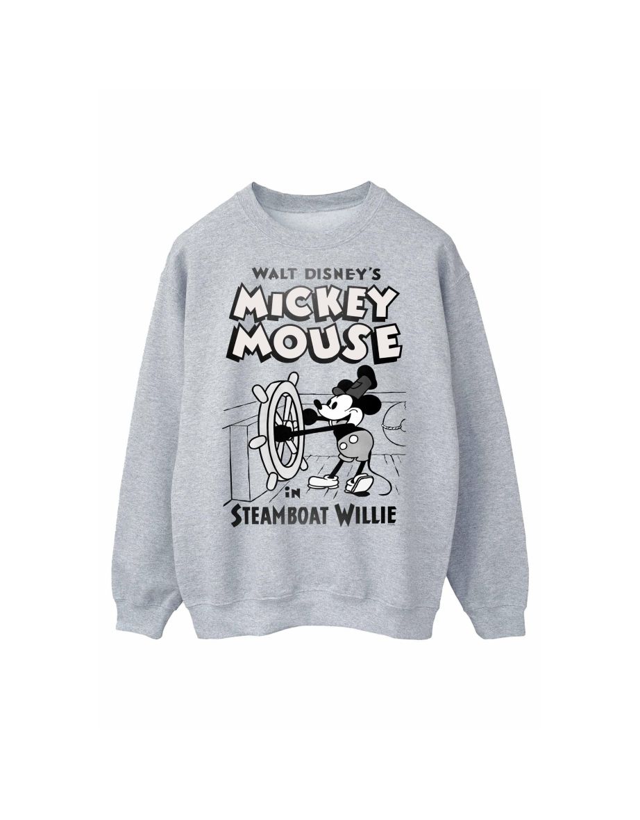 Disney Womens/Ladies Mickey Mouse Steamboat Willie Sweatshirt - Sports Grey