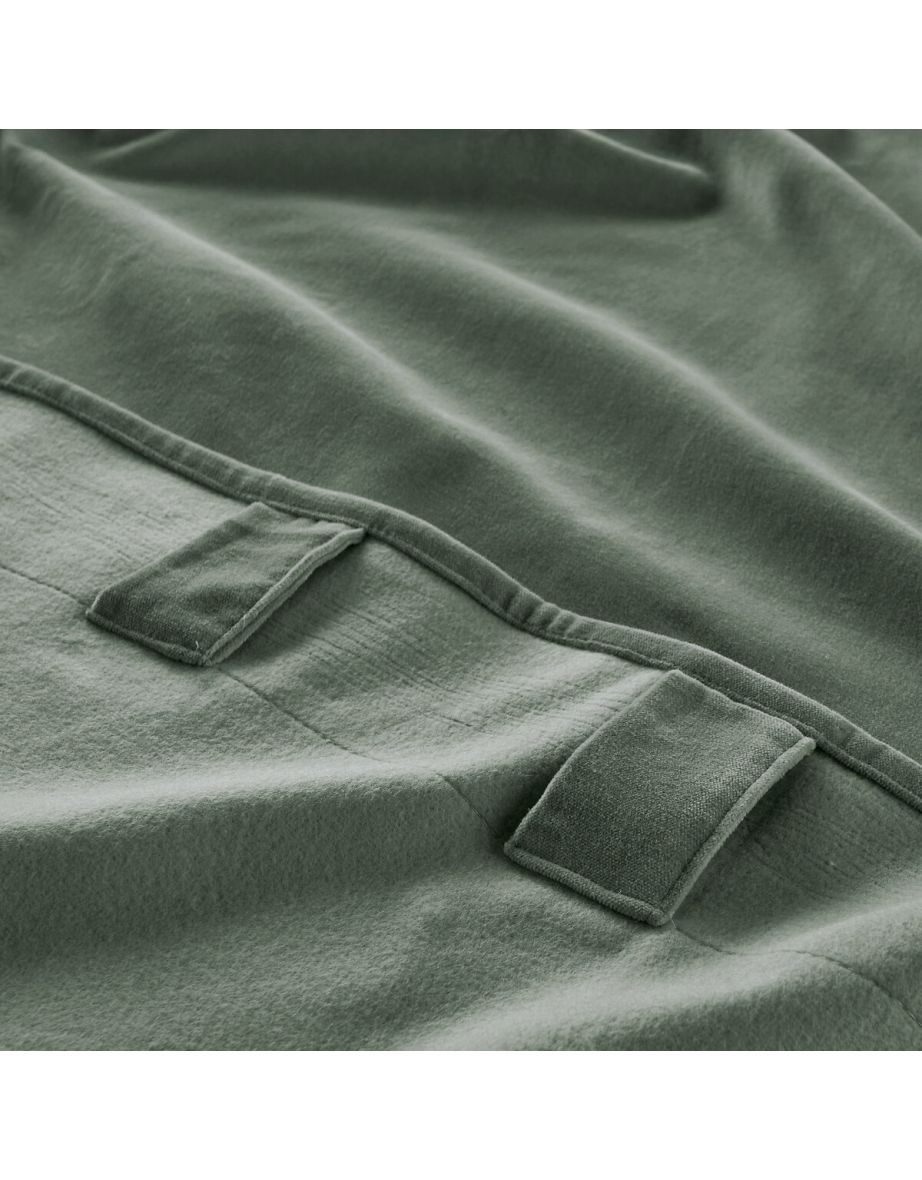 Velvet 100% Cotton Thermal Curtain with Hidden Tabs - 2