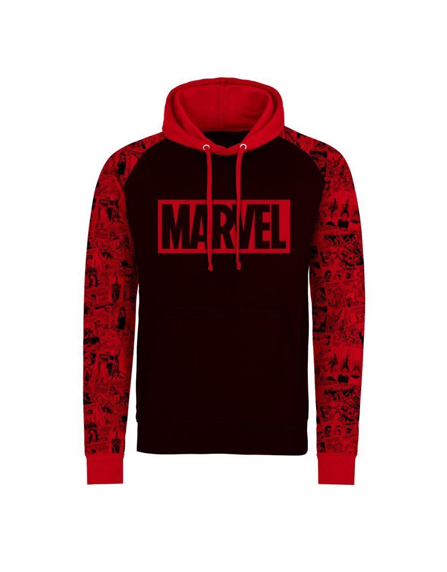 Marvel Comics Unisex Adult Logo Hoodie - Black/Red