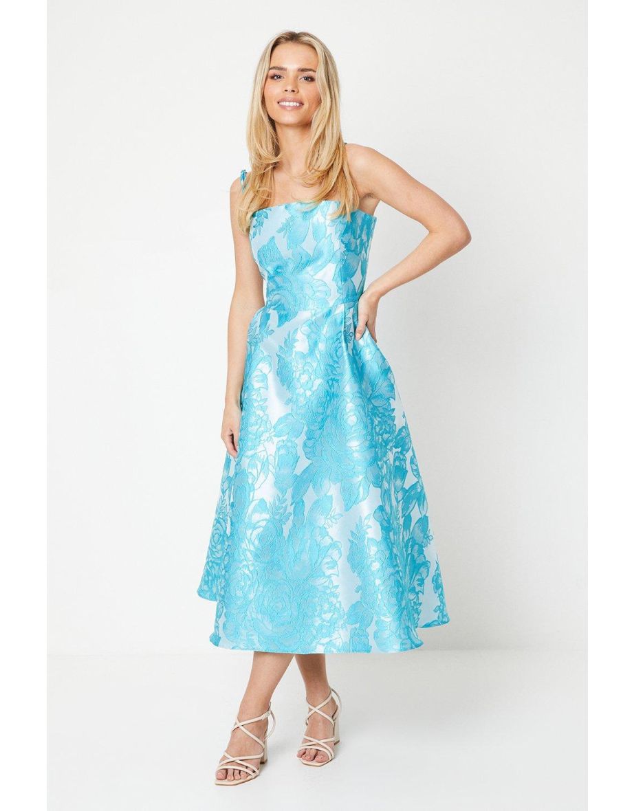 Petite Cami Jacquard Fit & Flare Midi Dress