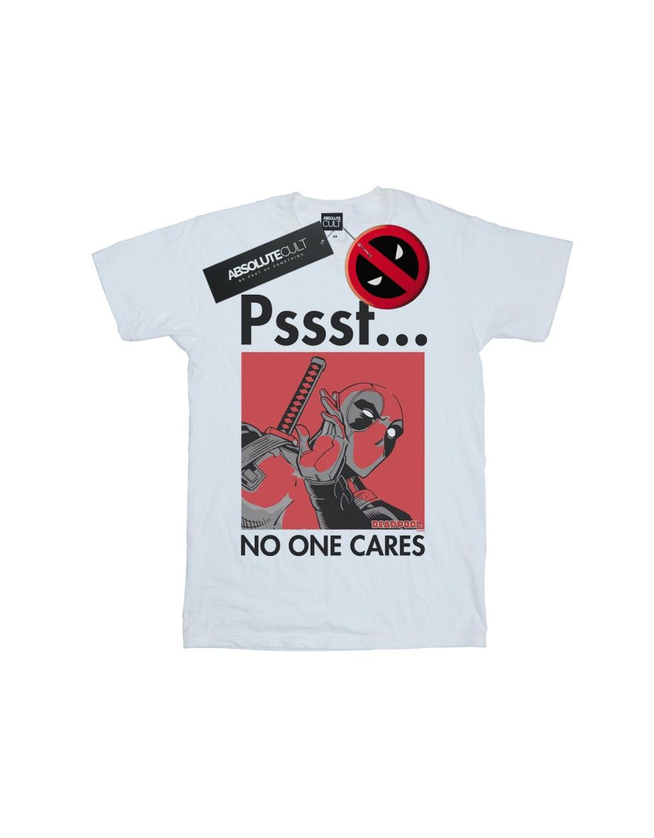 Marvel Mens Deadpool No One Cares T-Shirt - White - 1