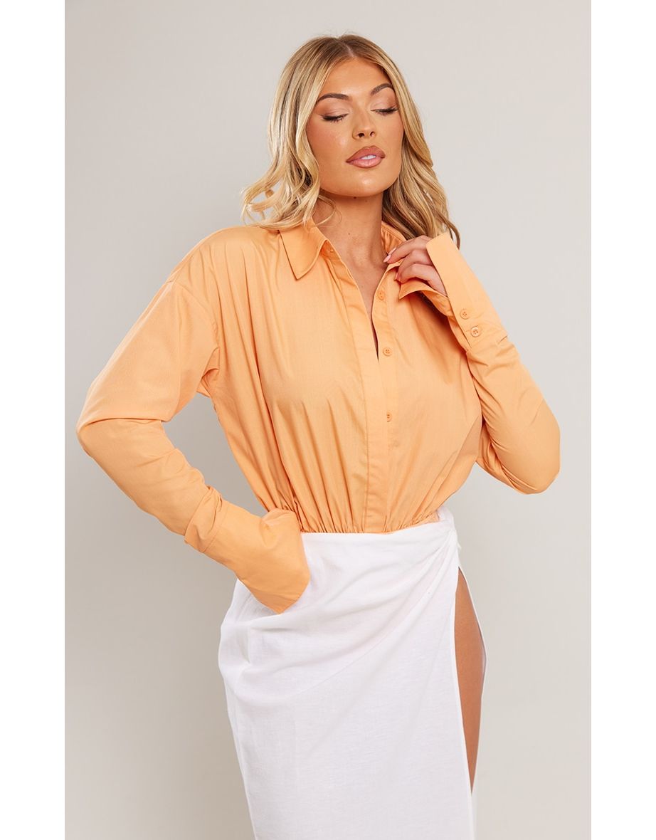 Orange Oversized Shirt Bodysuit