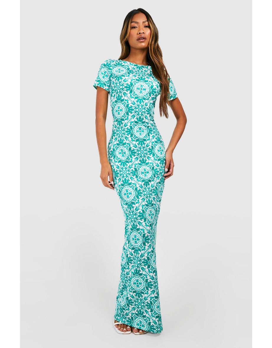 Green short sleeve maxi dress best sale