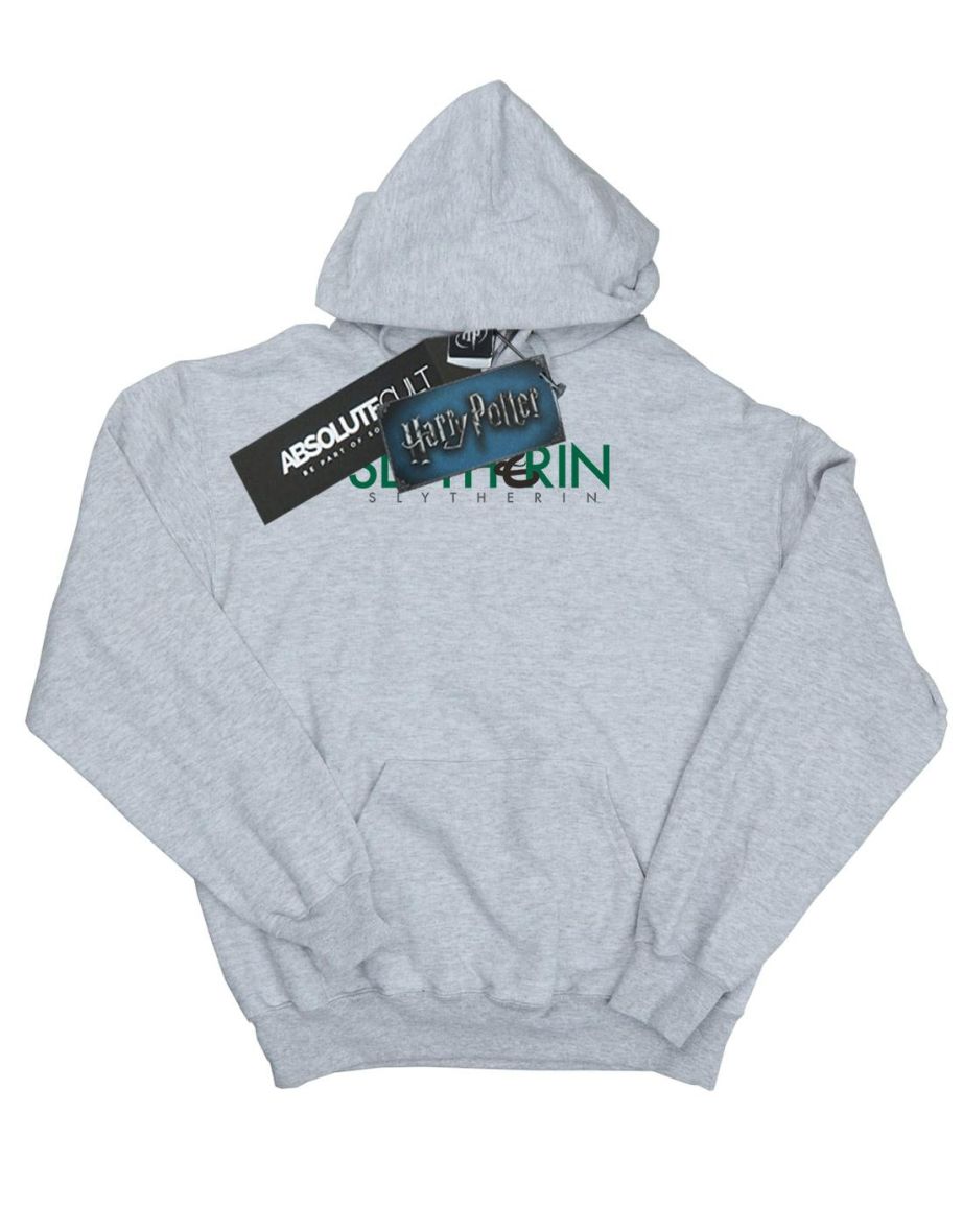 Harry Potter Boys Slytherin Text Hoodie - Sports Grey - 3