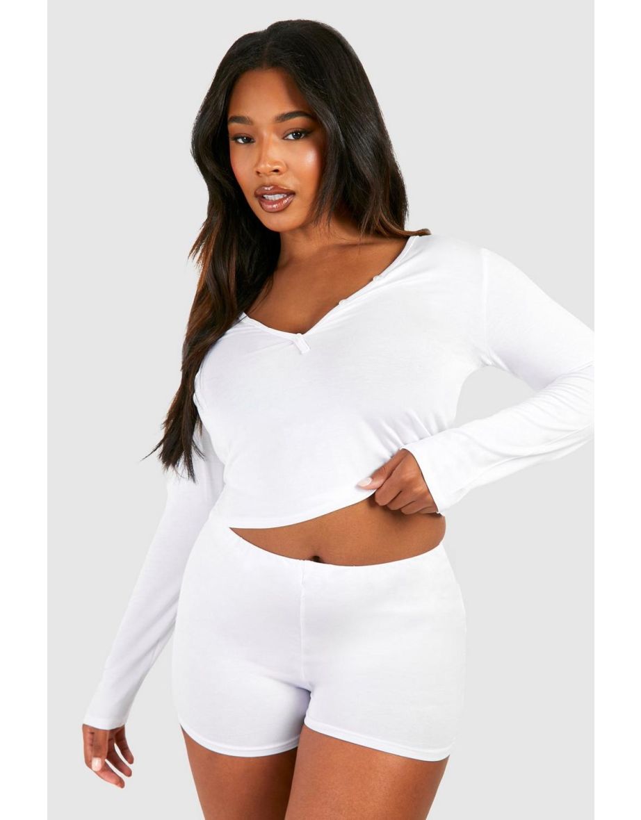 Plus size white short set best sale