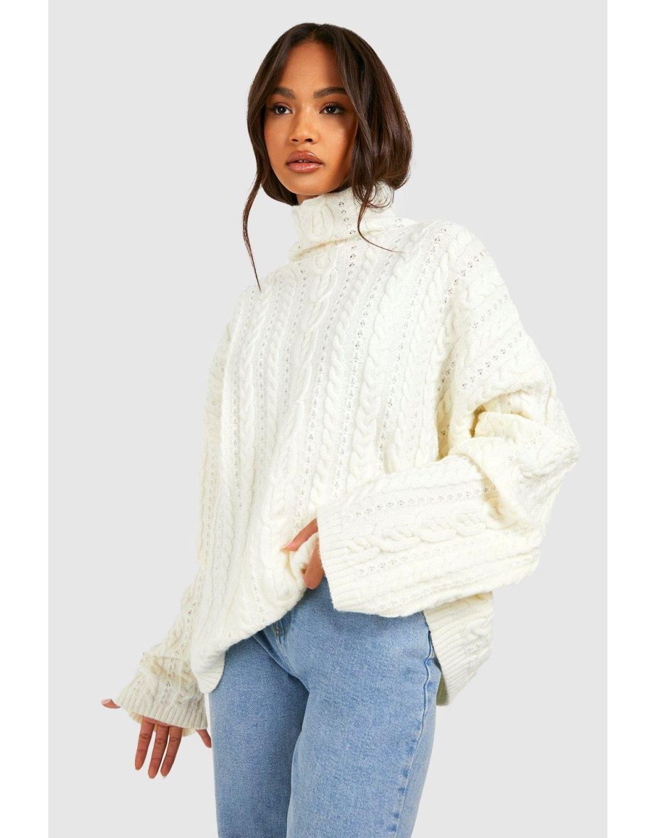 Chunky Cable Knitted Jumper - ivory