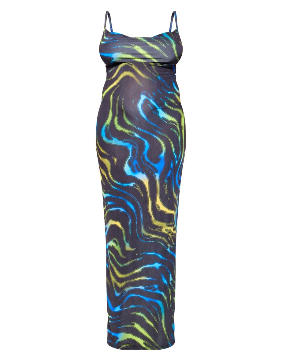 Maternity Green Multi Print Cowl Maxi Dress - 4