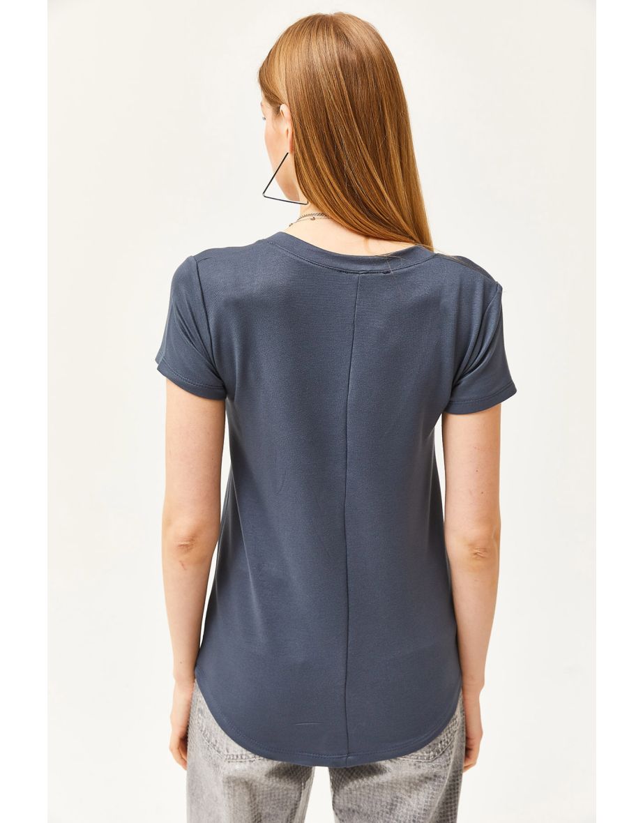 Women's Smoky Deep V Neck Modal Touch T-Shirt - 3