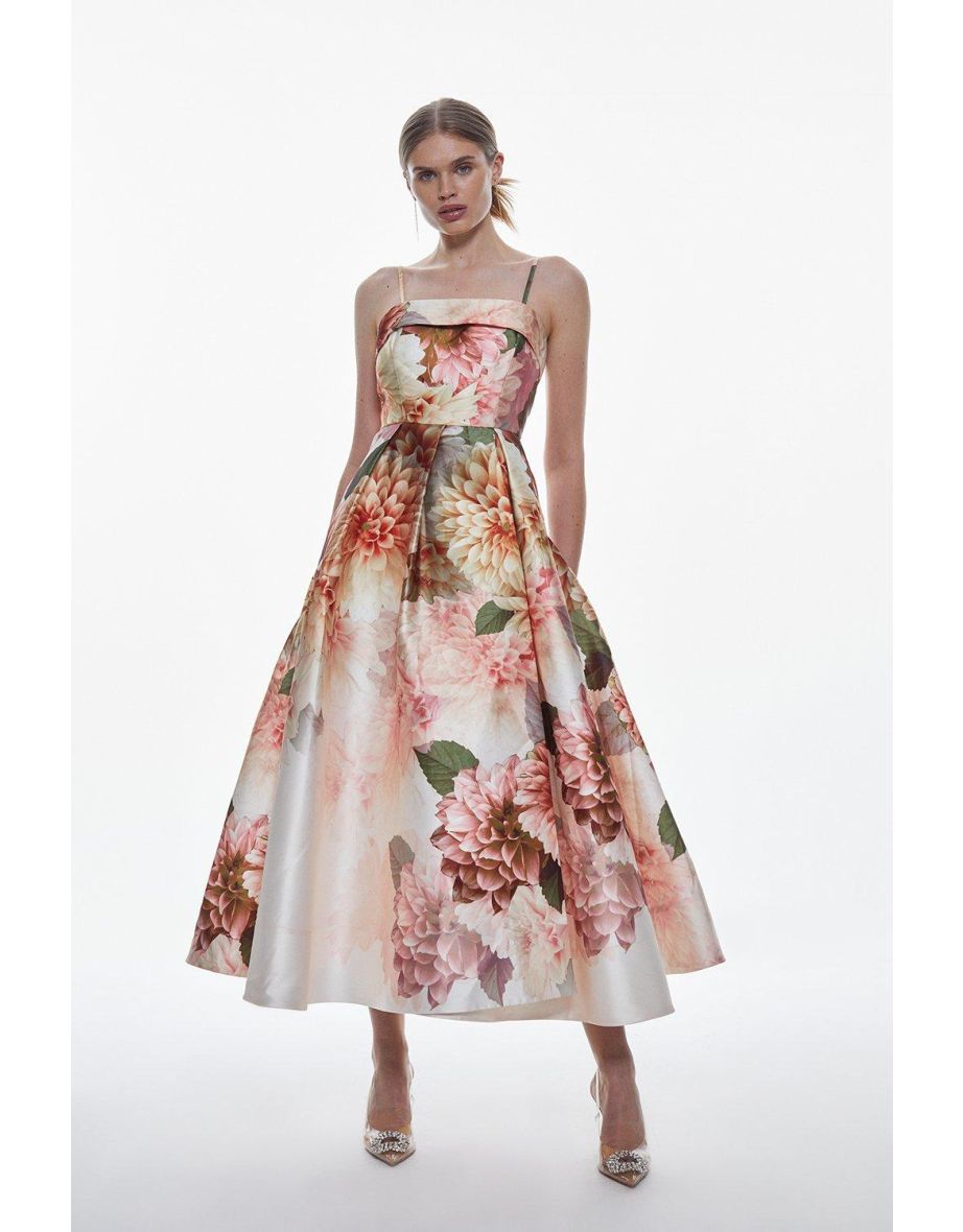 Garden Floral Maxi Split Prom Dress