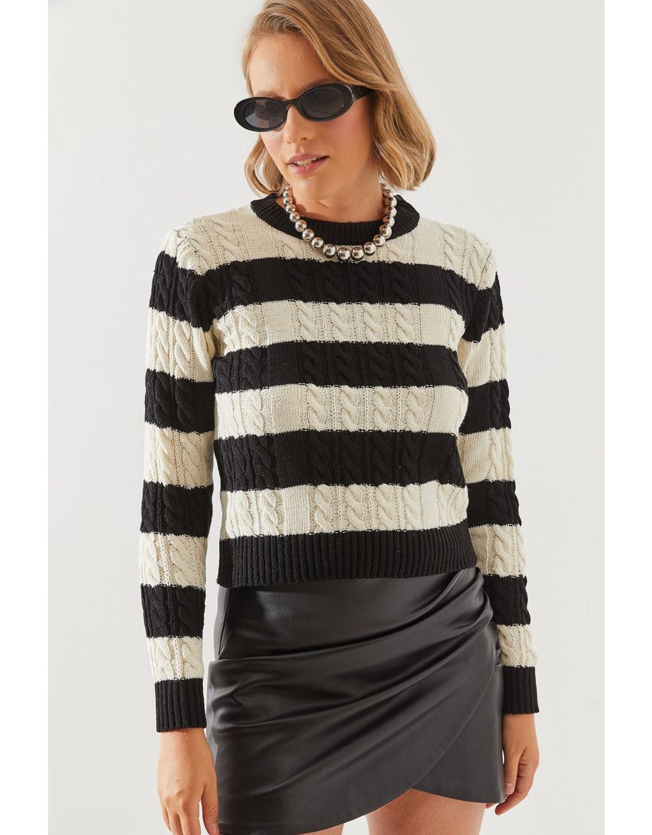 Women's Striped Crew Neck Sweater