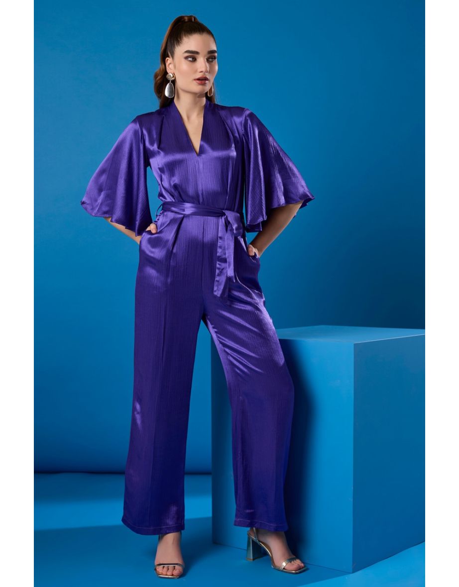 Closet London Purple Wide Leg Jumpsuit