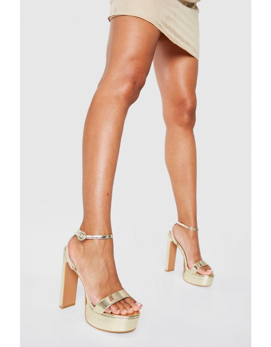 Gold barely there hot sale platform heels