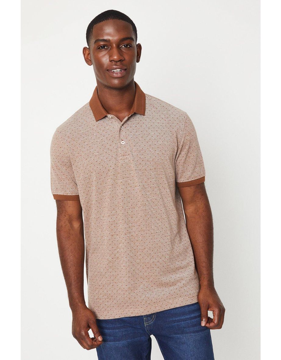 Rib Collar Jacquard Polo