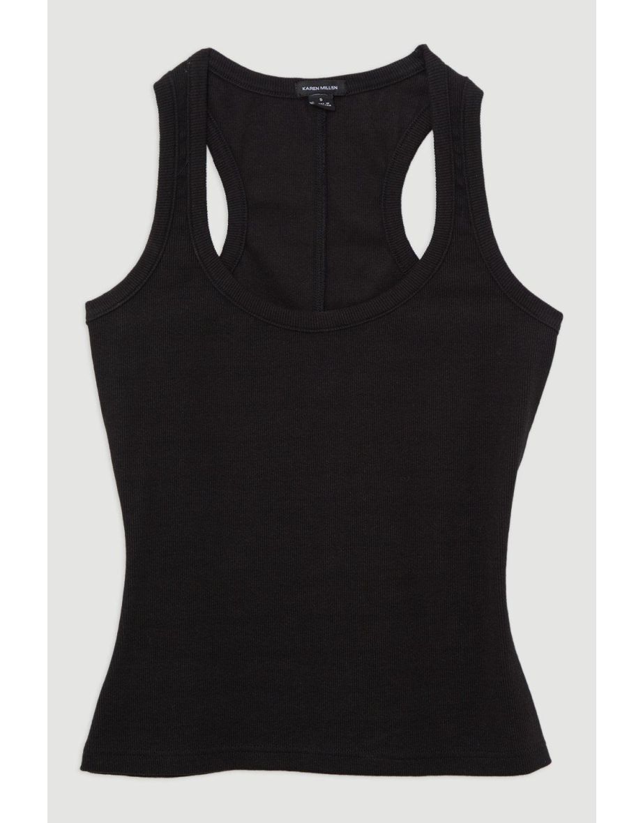 Compact Jersey Rib Racer Crop Top - 4