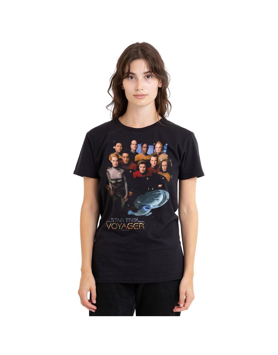 Star Trek Unisex Adult Voyager Crew T-Shirt - Black