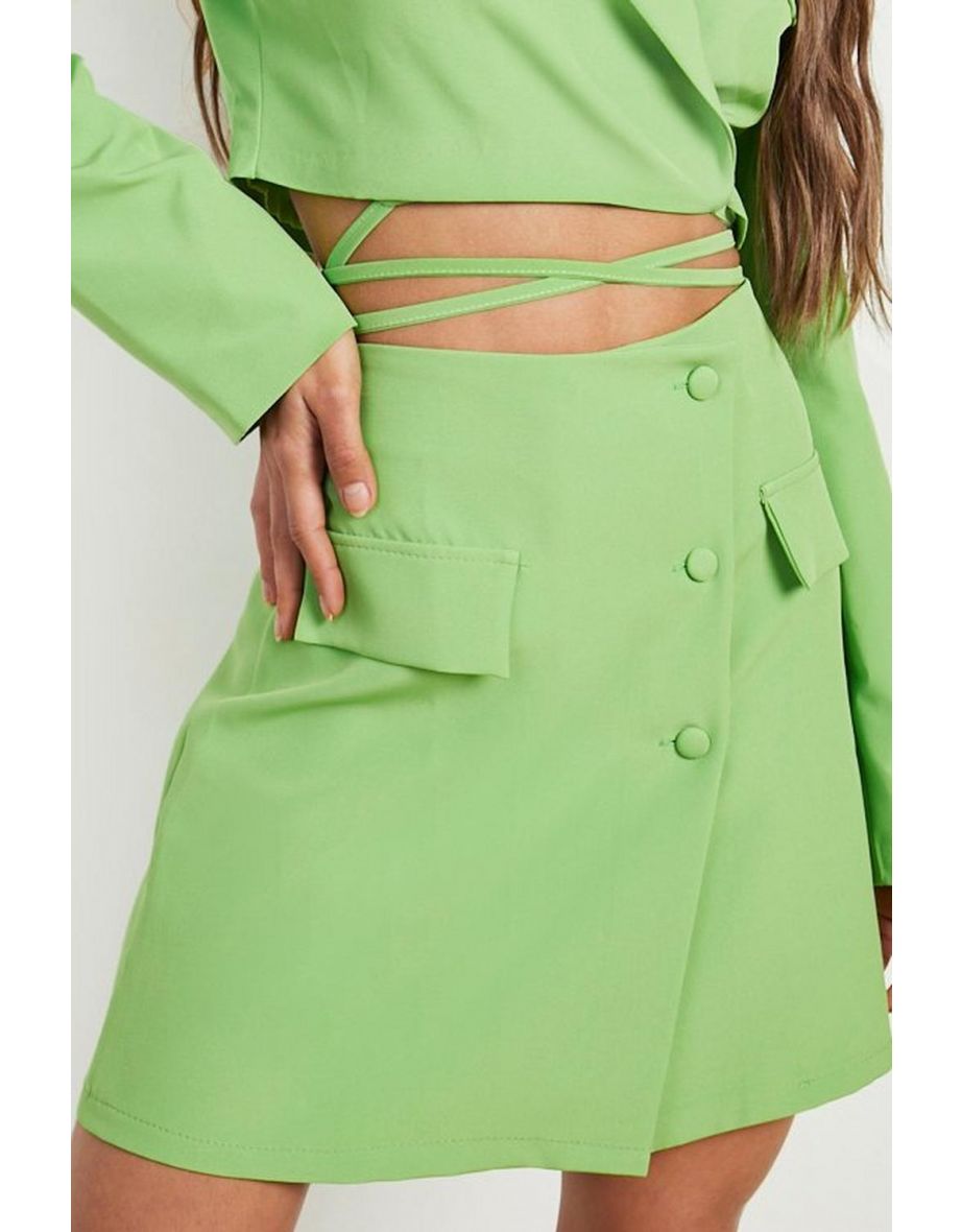 Wrap Detail Mini Skirt - apple green - 3