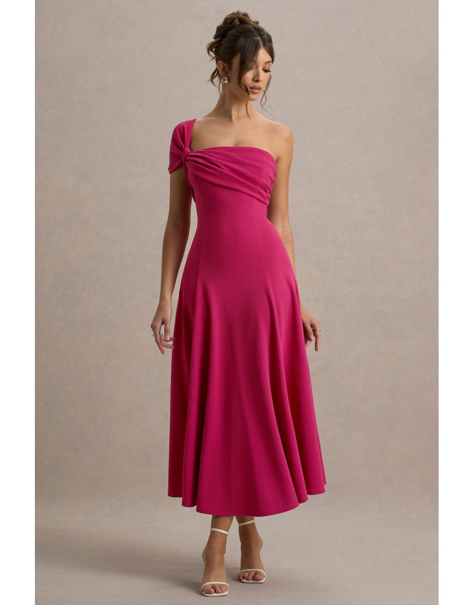 Malta | Hot Pink One-Shoulder Midi Dress