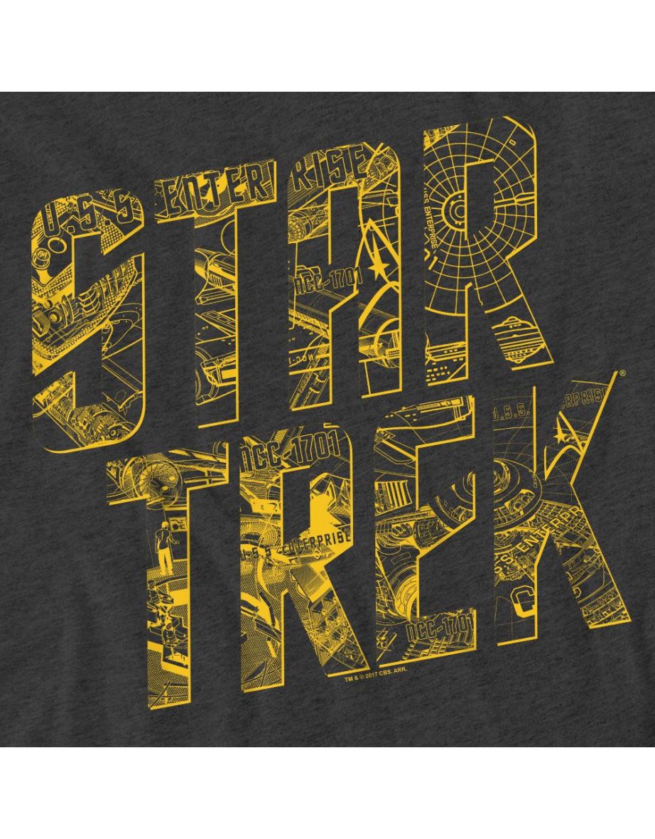 Star Trek Unisex Adult Schematic Logo T-Shirt - Charcoal - 3