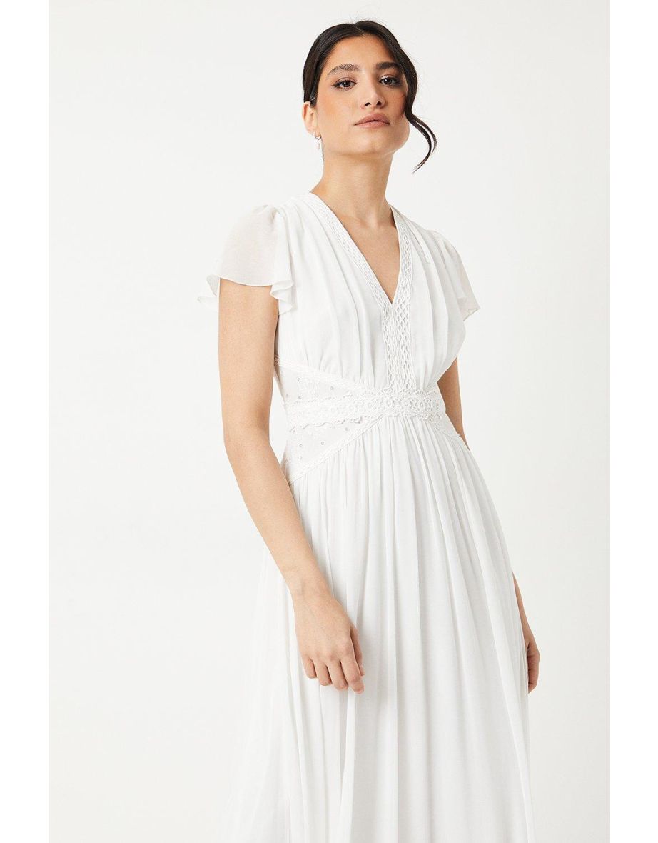 Bridal Sequin Lace Chiffon Maxi Dress - 3