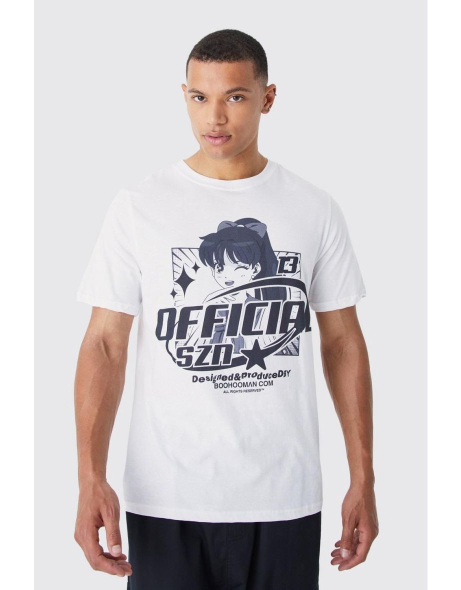 Tall Oversized Harajuku Official Print T-shirt - white
