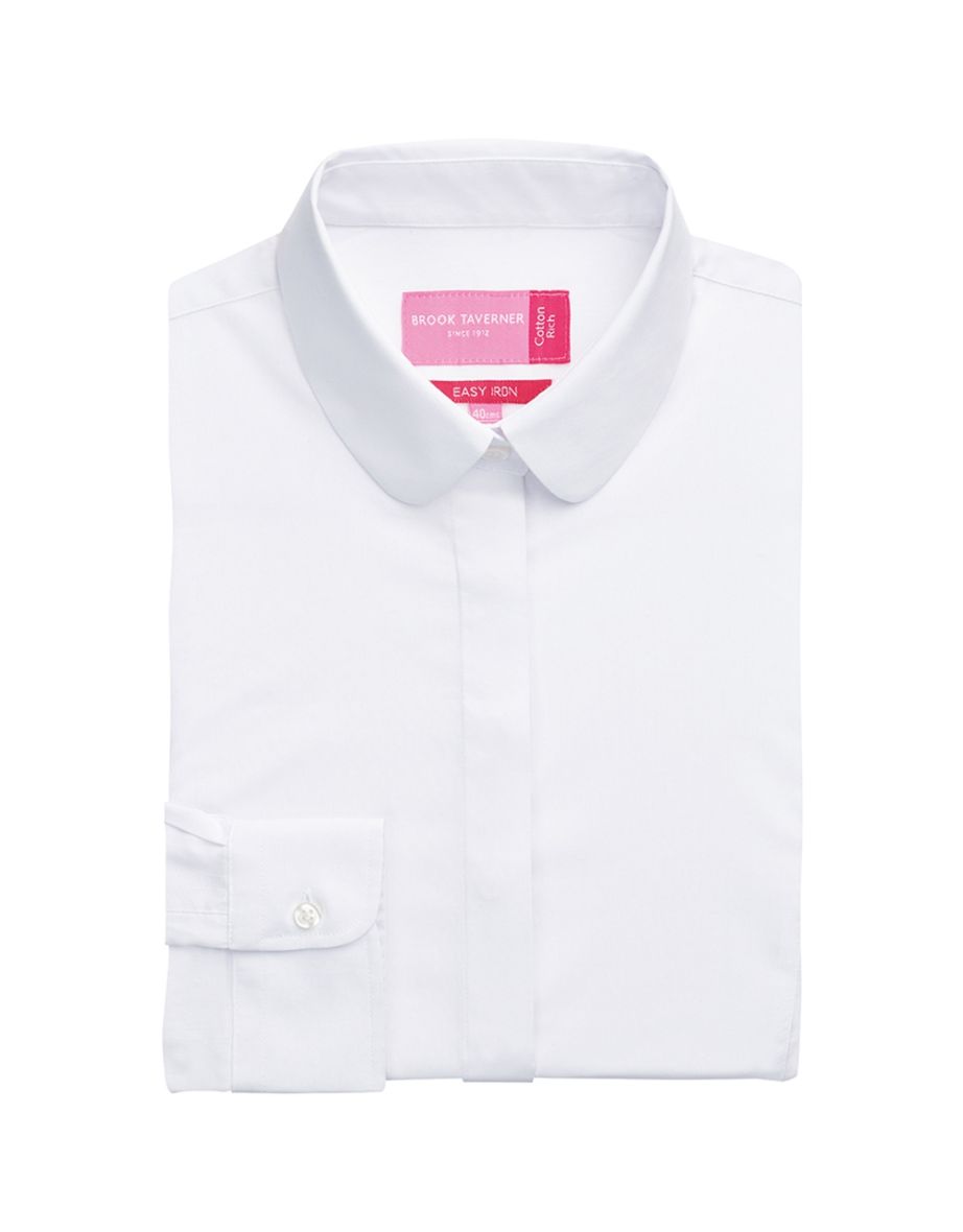 Brook Taverner Womens/Ladies Trevi Long Sleeve Poplin Shirt - White - 1