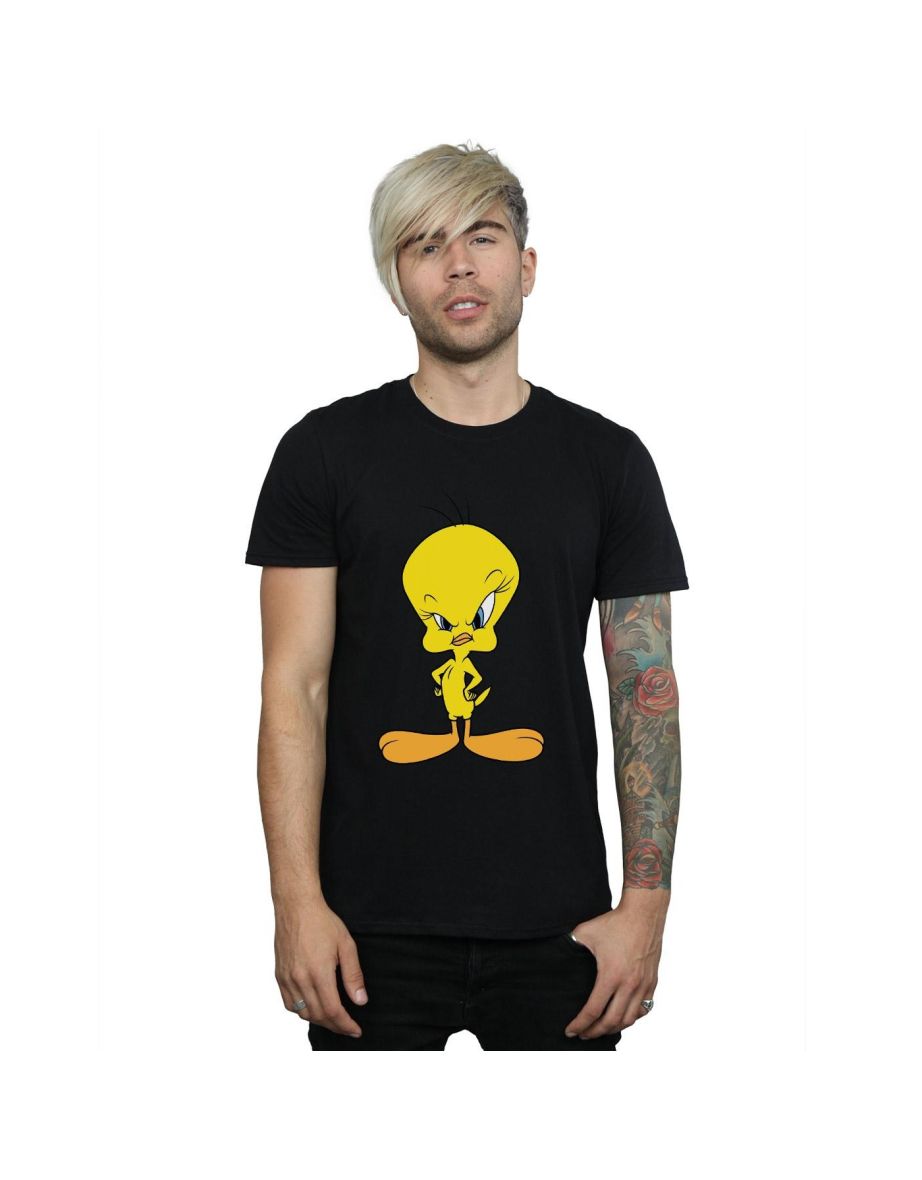 Looney Tunes Mens Angry Tweety Cotton T-Shirt - Black