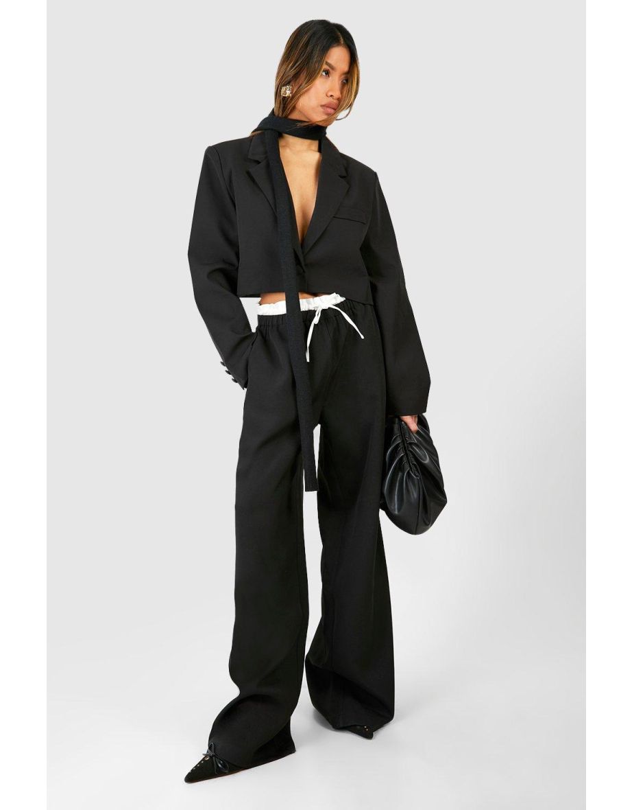 Black Lux Wide Leg Trousers - Sale from Yumi UK