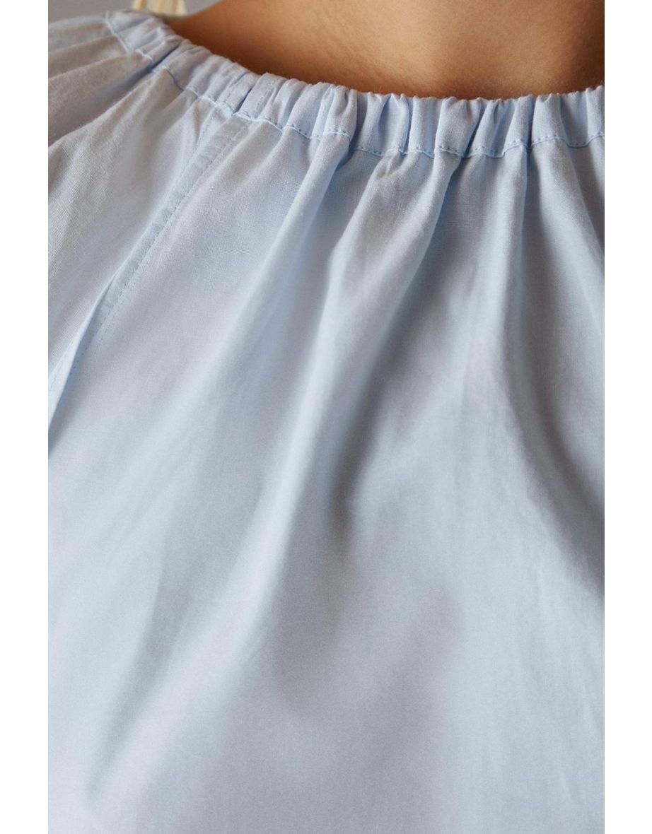 Poplin Bubble Balloon Sleeve Mini Dress - 3