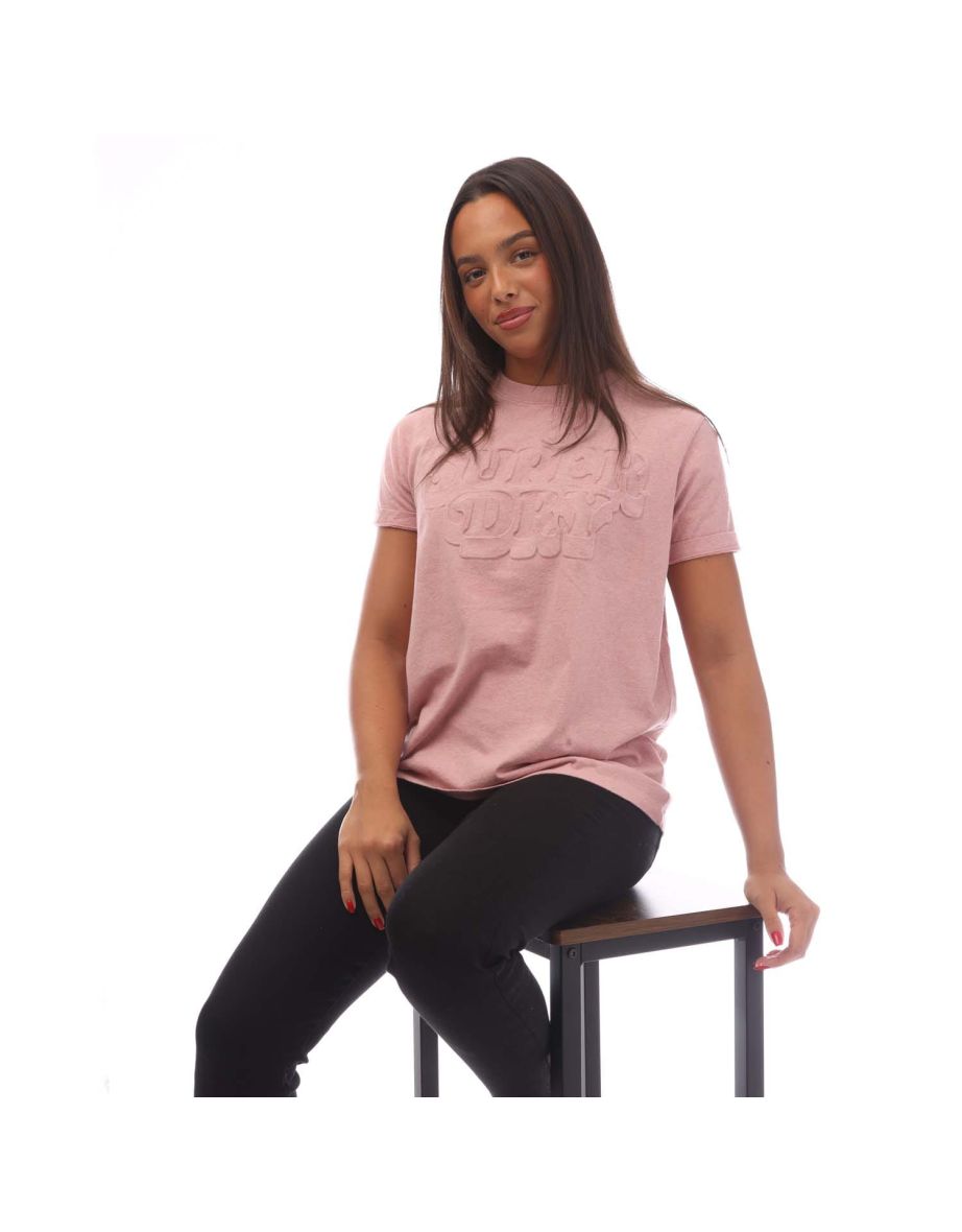 Women's Superdry Vintage Cooper Embossed T-Shirt in Pink - 3