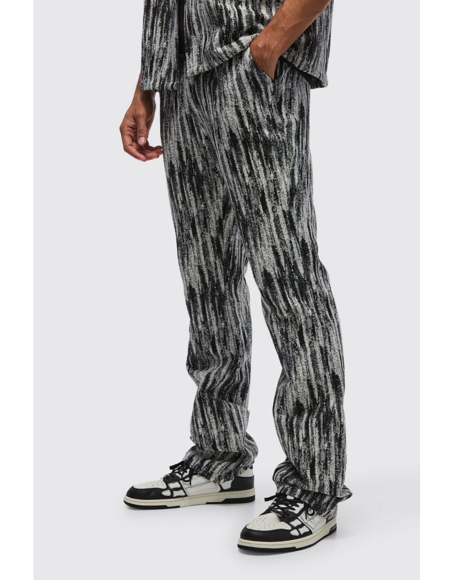 Slim Flared Stacked Abstract Tapestry Trousers