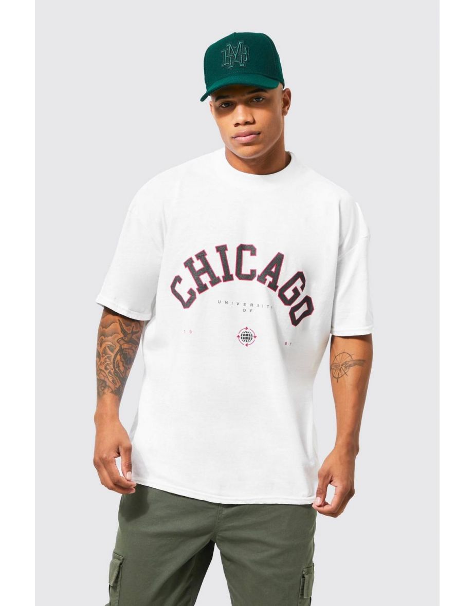 Oversized Chicago Print T-shirt - white