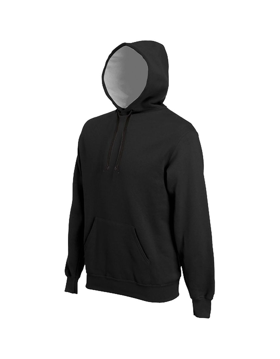 Kariban Mens Heavy Contrast Hooded Sweatshirt / Hoodie - Black