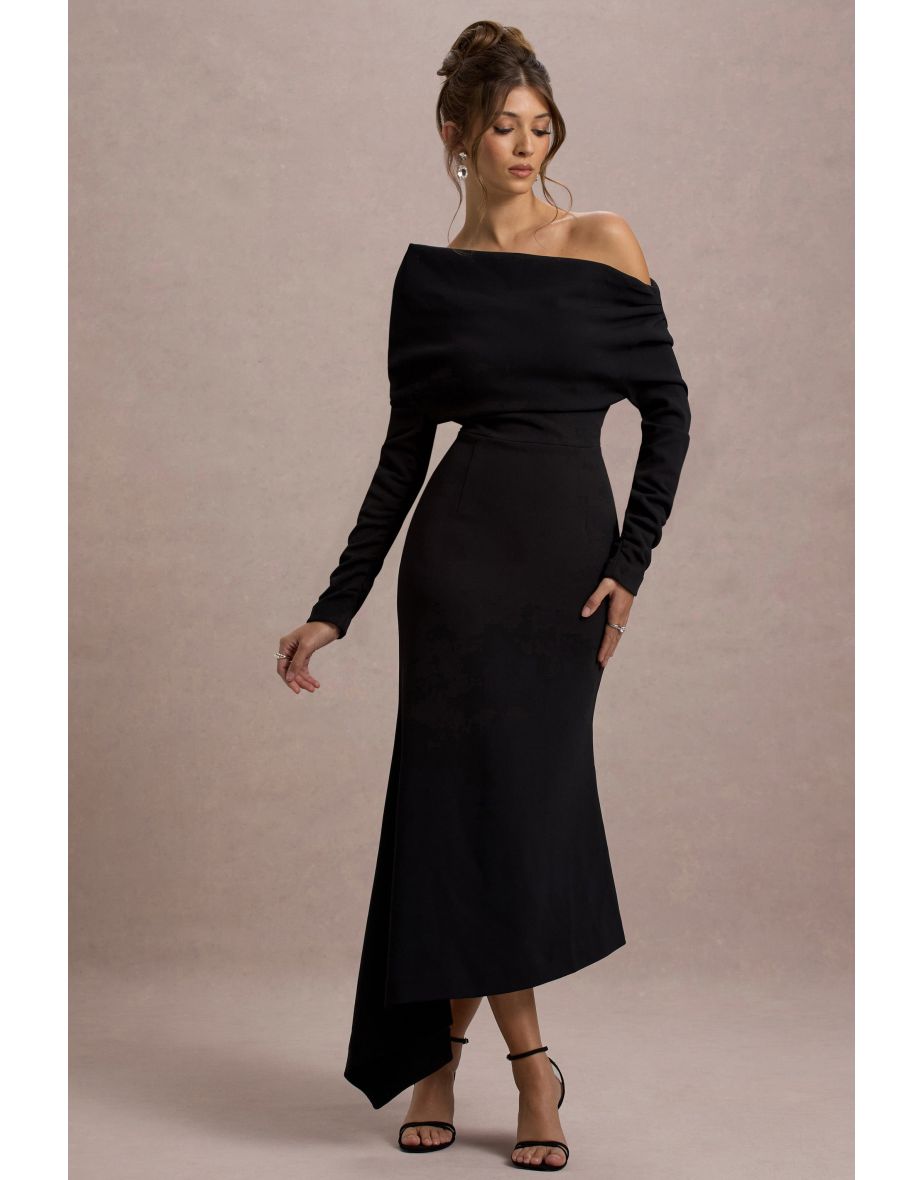 Lou | Black One-Shoulder Asymmetric Maxi Dress