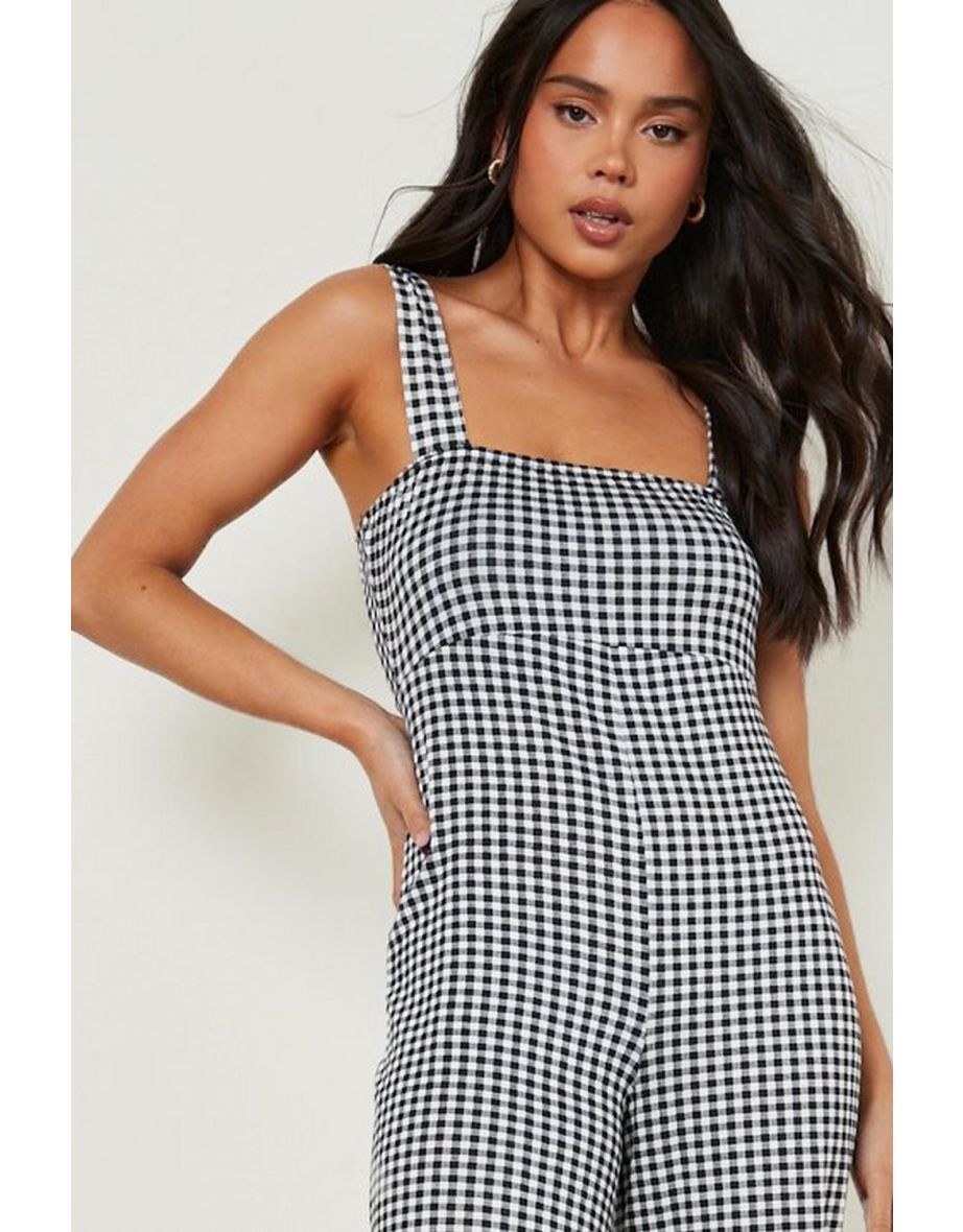 Petite Gingham Culotte Jumpsuit - black - 3