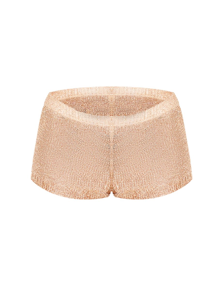 Gold Sequin Knit Mini Hot Pants - 5